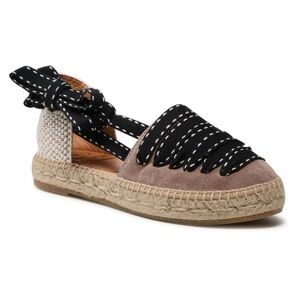 Kanna Espadrilles Natural Suede Platon Black Platform Shoes